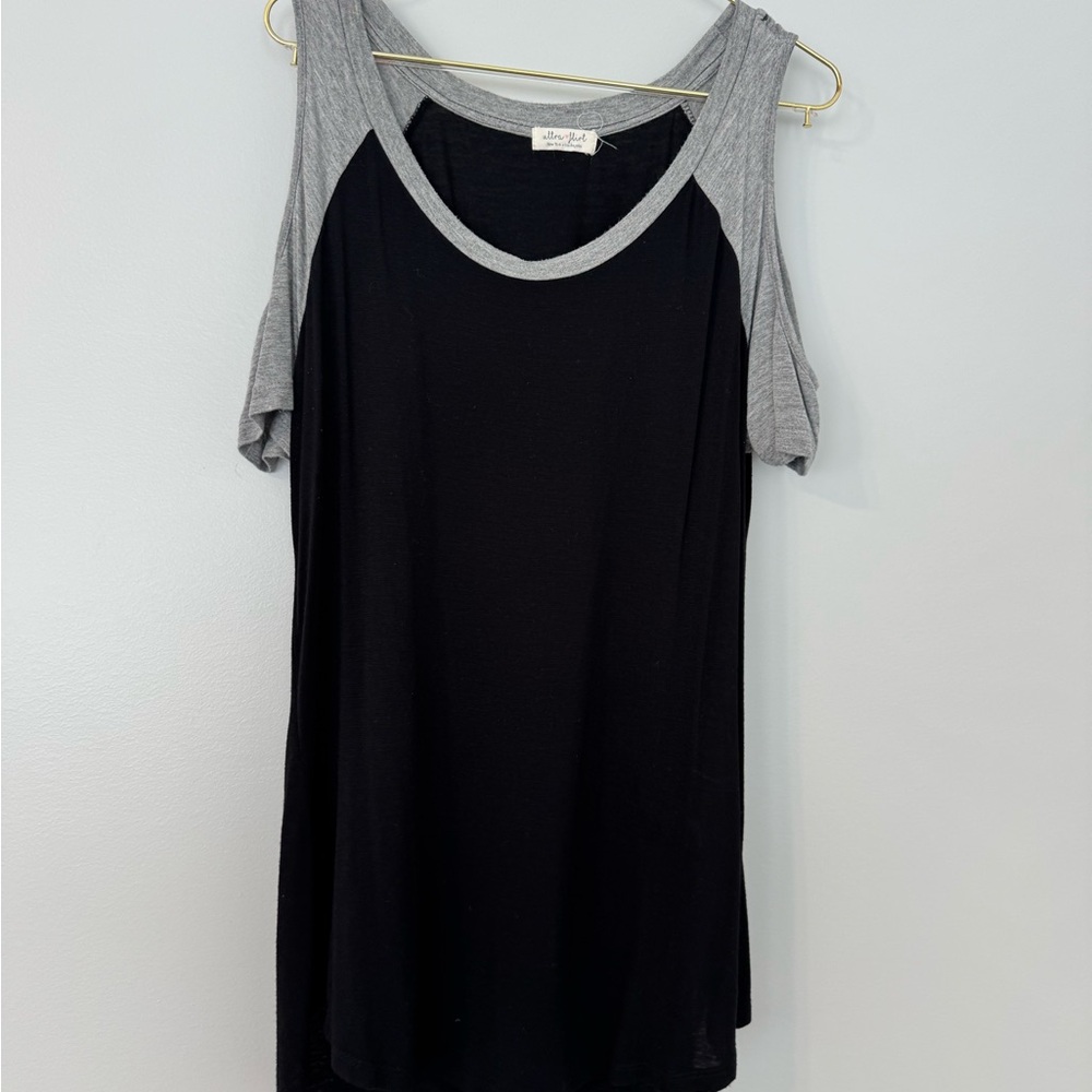 Ultra Flirt Charcoal and Black Knit Top